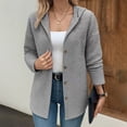 thumbnail image 2 of VNKIDY Women Plaid Hooded Cardigan Sweatshirt Long Sleeve Open Front Casual Loose Fit Outwear Fall Winter Fashion Solid Color Pullover Comfort Streetwear, 2 of 5