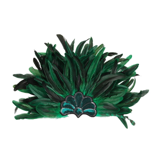Tocado de plumas, accesorios de cosplay para vedettes, fiestas, actuaciones en escenarios y bailes. verde