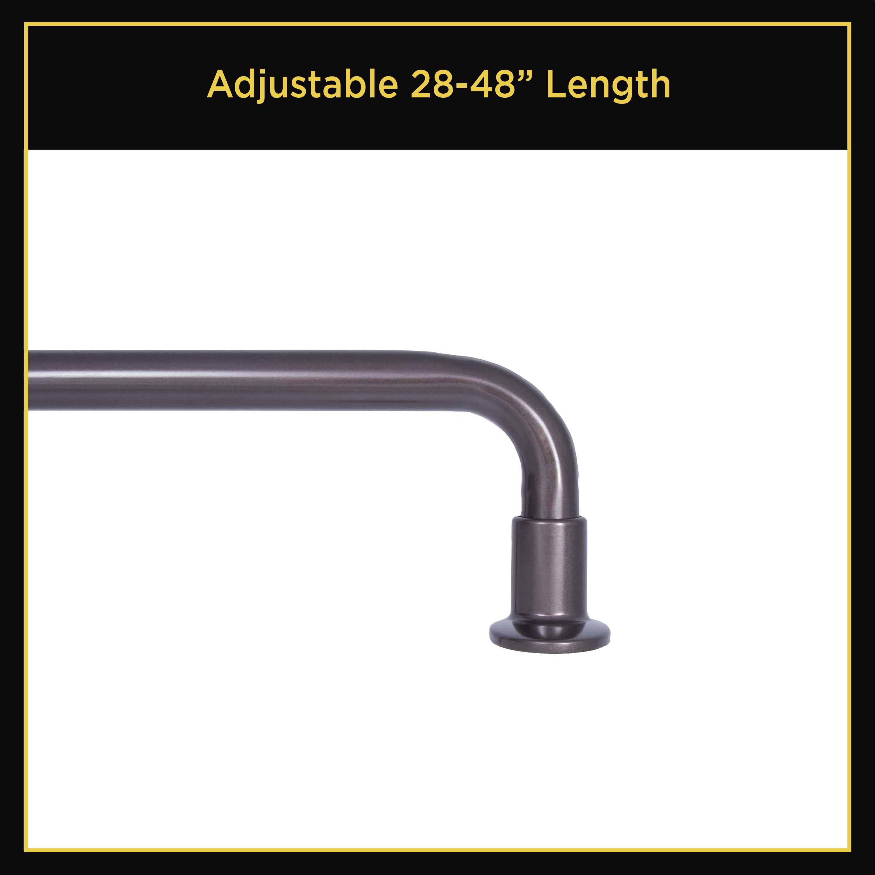 Lunar Complete Blackout Room Darkening Steel Wrap Rod, 28-48" Adjustable Length, 5/8" Dia., Brown