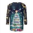 thumbnail image 5 of LiMoi Women's Three Quarter Sleeve Round Neck Top for Festive Season with Unique Tree Print Casual Tees Tshirts Shirts and Blouse My Items, 5 of 5