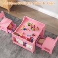 thumbnail image 3 of Studyset Kids Art Table and Chair Set, 3 in 1 Activity Table with 2 Chairs, Bookshelves, Drawers and Detachable Tabletop, Toddlers Craft Table Art Desk for Home Daycare Playroom, 3 of 7