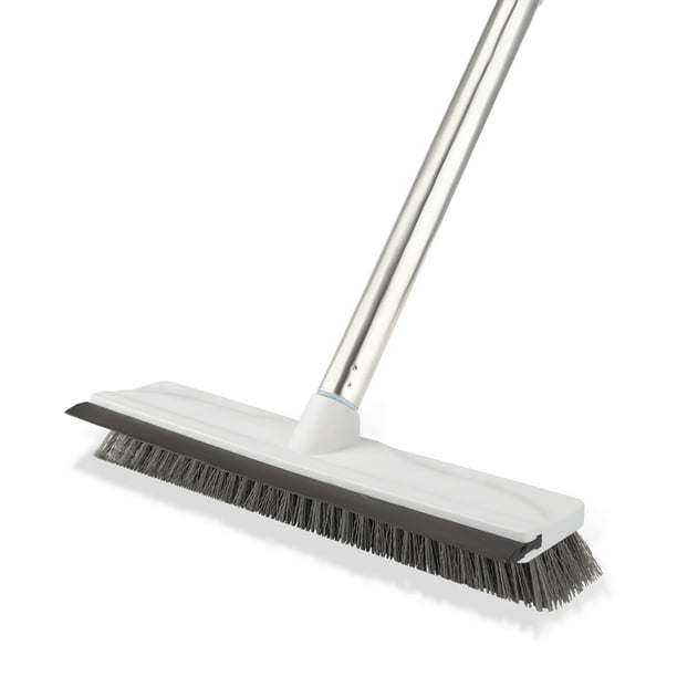 2 IN 1 Floor Scrub Brush with Squeegee, Tile and Tub Long Handle Brush Scrubber, 57 Inch