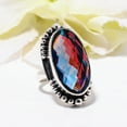 thumbnail image 2 of Black Rainbow Mystic Fire Topaz 925 Sterling Silver Ring, 25X13 mm Oval Gemstone Ring, Black Ring, Christmas Gift, Unique Jewelry Ring, Adjustable Rin, 2 of 8