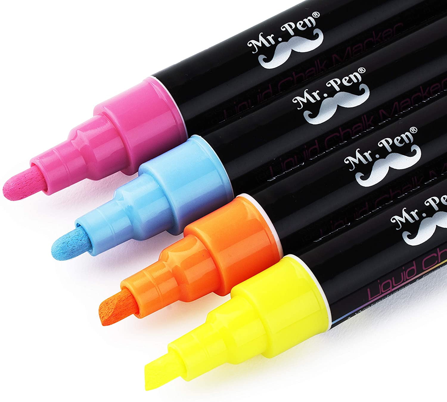 Mr. Pen- White Chalk Markers, 4 Pack, Dual Tip, 8 labels, White Liquid Chalk  Marker, For Non-porous Surfaces, Chalk Markers, White Dry Erase Markers,  Chalk Mark…