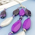 thumbnail image 5 of Bocar Bohemian Triple Strand Layered Beaded Statement Necklace and Earring Set for Women, Fashion Jewelry with Acrylic and Glass Beads(NK-10077-purple), 5 of 6