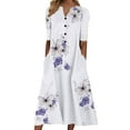 thumbnail image 1 of Summer Dresses for Women Casual Short Sleeve Button Down V Neck Maxi Dress Tropical Dress Butterfly Print Boho Dress Alsol Lamesa, 1 of 3