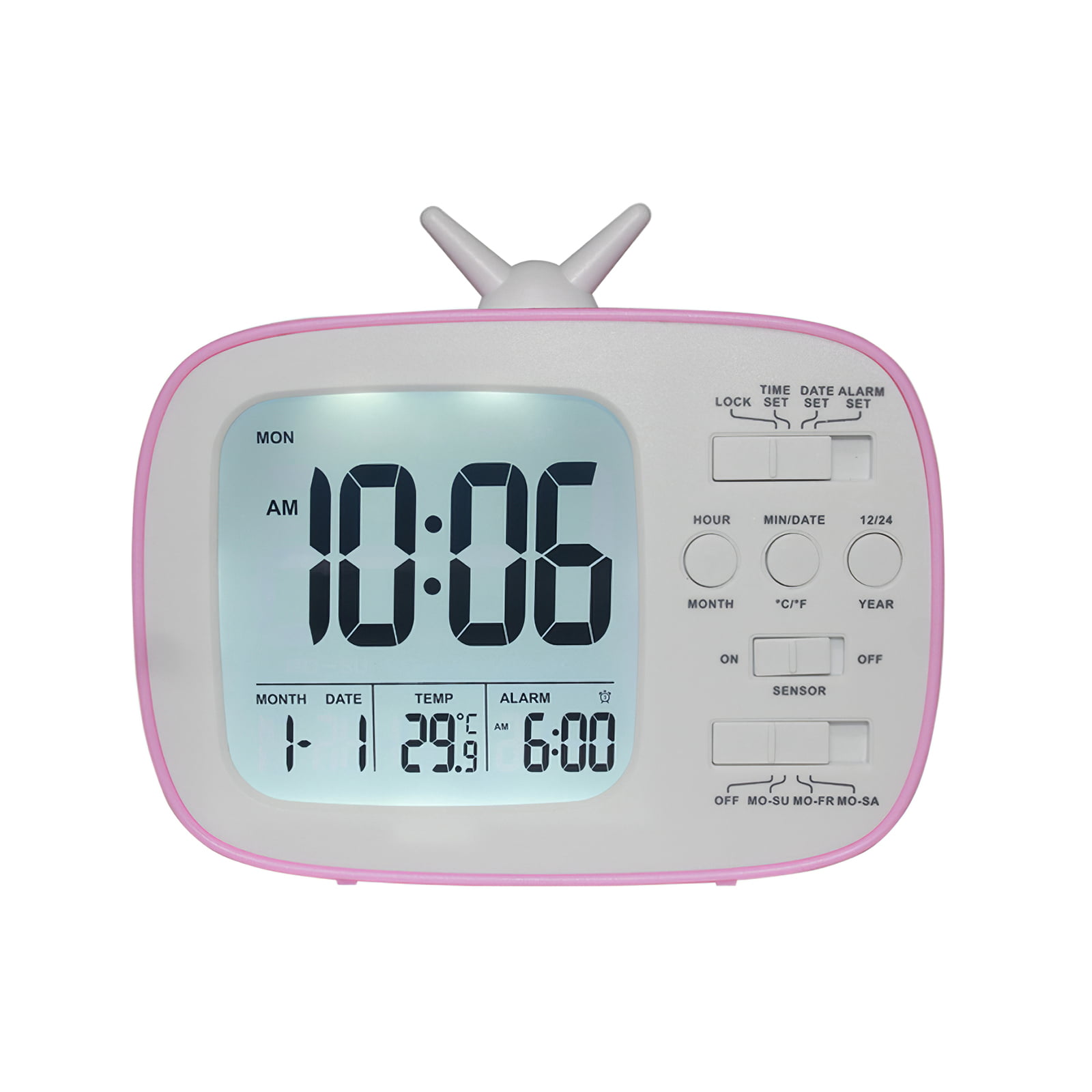 COOJA Digital Alarm Clock Bedside White Loud Travel Alarm Clocks Snooze Night Light Large Display Battery Operated Kids Girls Boys
