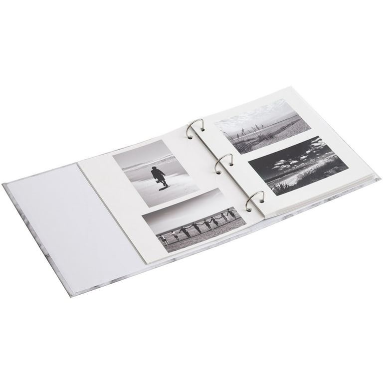 Hom Essence Magnetic 3-Ring Photo Album, Printed Marble, holds up