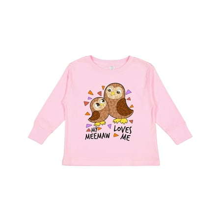 

Inktastic My Meemaw Loves Me- Cute Owl Family Gift Toddler Boy or Toddler Girl Long Sleeve T-Shirt
