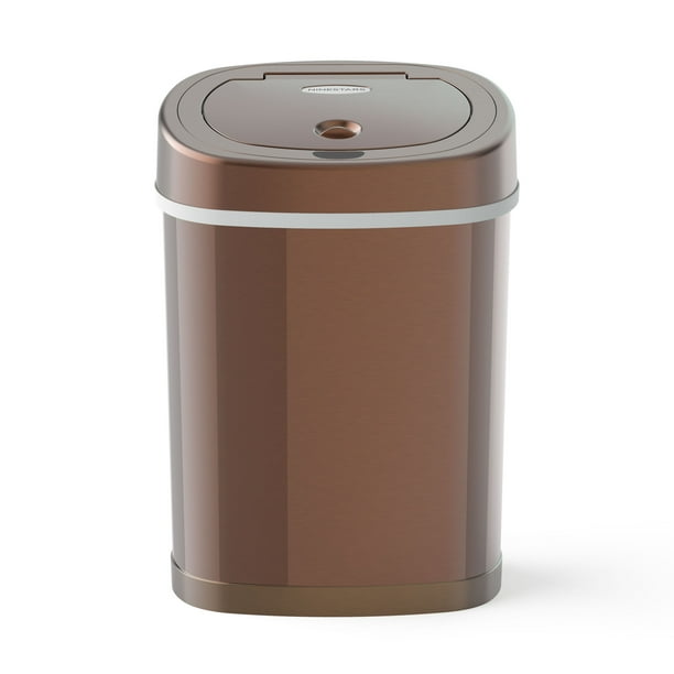 Nine Stars 4 Gallon Trash Can, Touchless Oval Office Trash Can, Gold