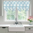 thumbnail image 5 of Retro Daisy Tie Up Curtain 45 Inches Long, White Floral Blue Backdrop Balloon Style Kitchen Window Curtain Over Sink, Small Window Rod Pocket Curtain 52"x45", 5 of 9