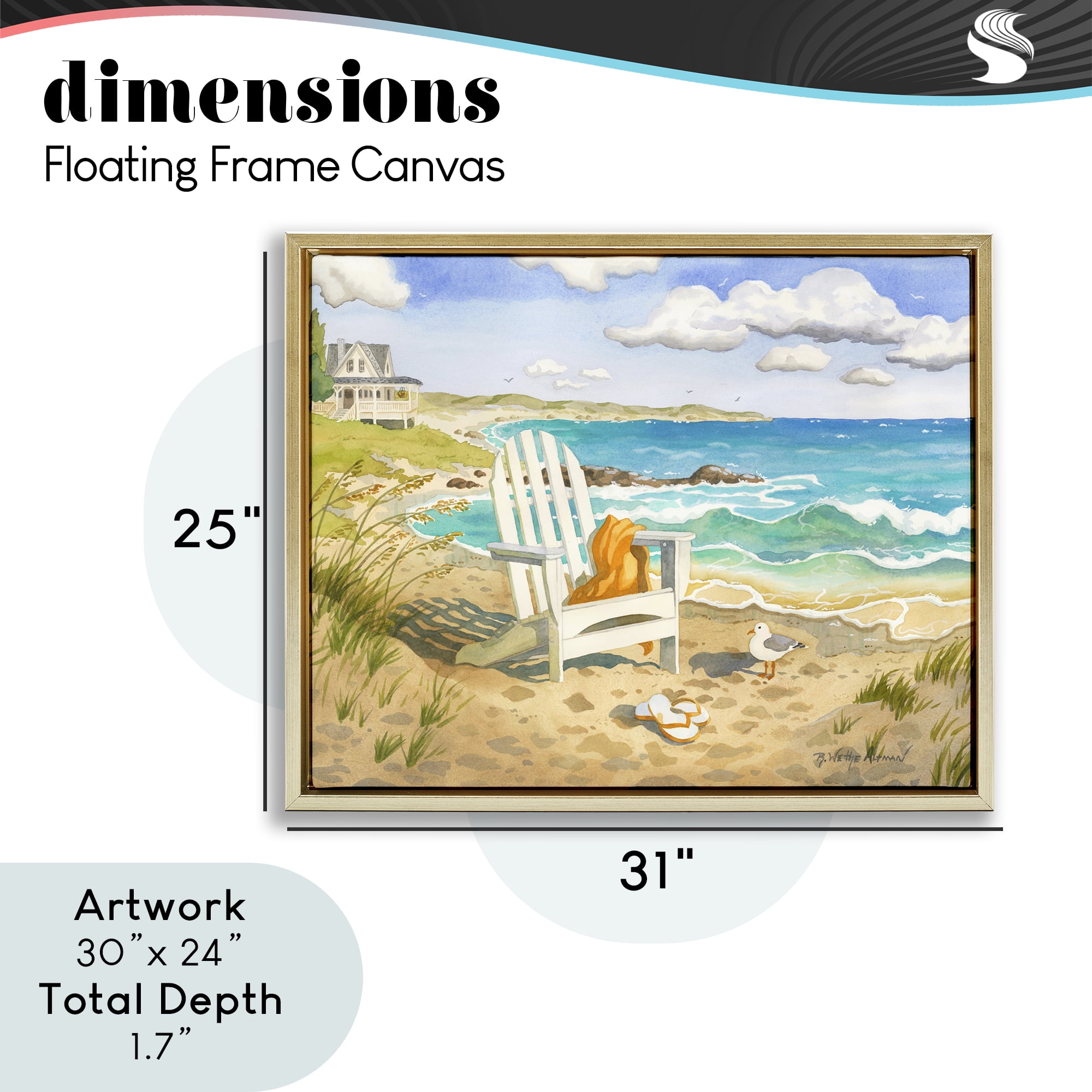 Stupell Industries Waiting For You by Beach Gold Framed Floater Canvas Wall Art, design by Robin Altman