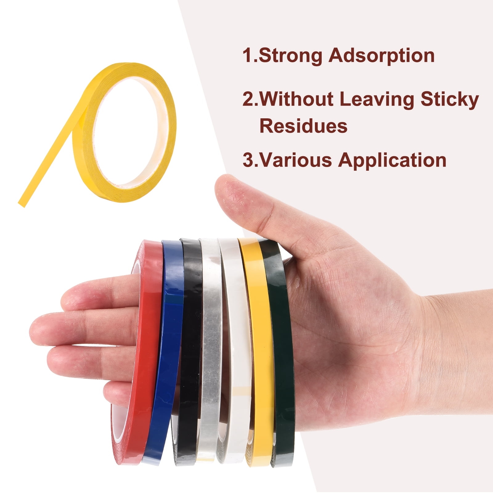 Uxcell 10 Rolls Whiteboard Tape Graphic Chart Tape 10mm 54.7 Yard Art Tape Thin Self-Adhesive Pinstripe Tape Masking Tape, Yellow