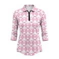 thumbnail image 2 of Uorisanigo Pink Bow Womens Golf Shirt Soft Comfortable Women's 3/4 Sleeve Athletic Golf Shirts Fashionable Quarter Zip Breathable Polyester Spandex Fabric Tennis Tops Size S, 2 of 7