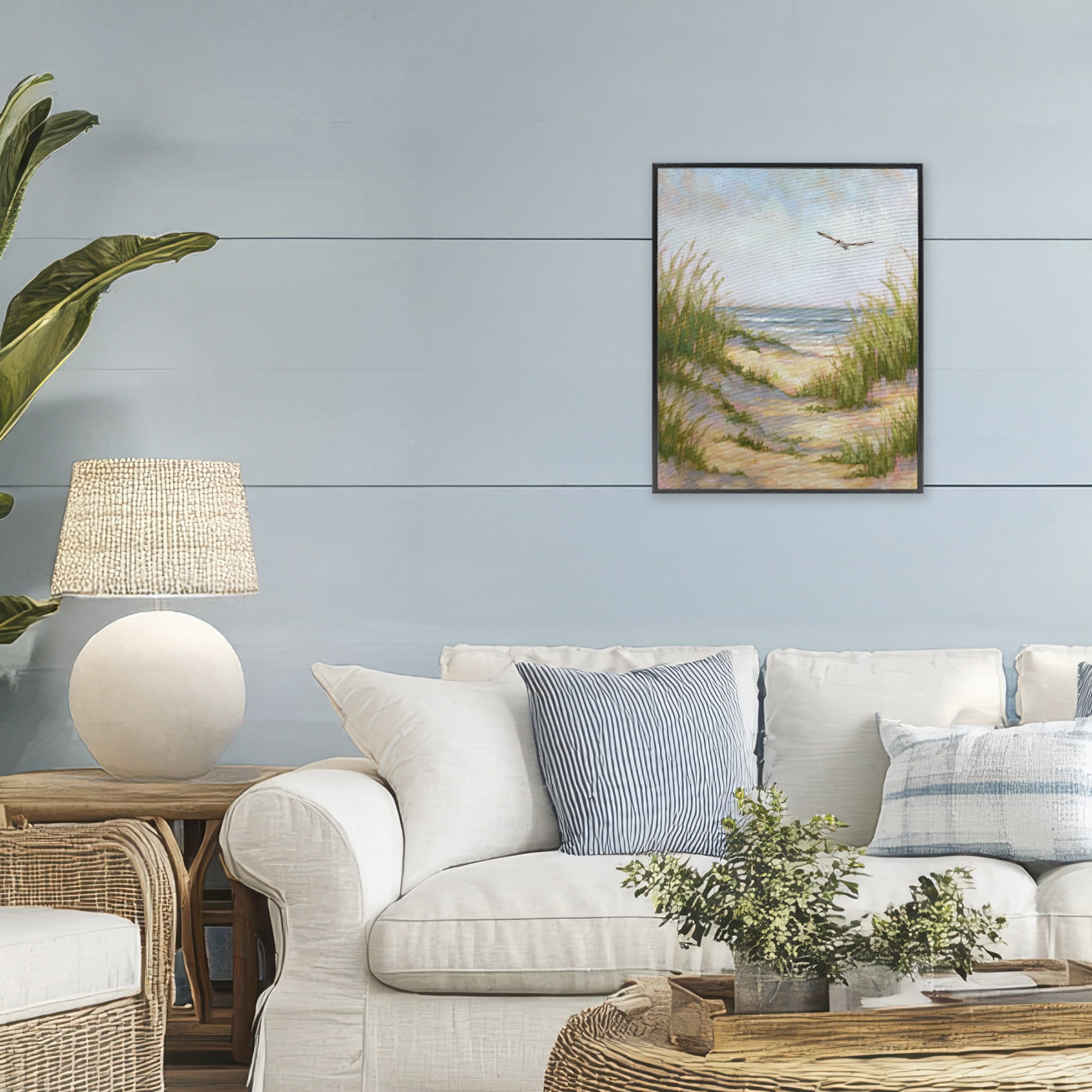 Stupell Industries Peaceful Beach Sand Dunes Black Framed Giclee Art, design by Linda Sperruzzi