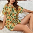 thumbnail image 5 of Yiaed Leaves Avocado Print Short Sleeve Pajama Sets for Women Casual Crew Neck 2 Piece Lounge Sets Women's Short-Sleeved Pajama-Medium, 5 of 5