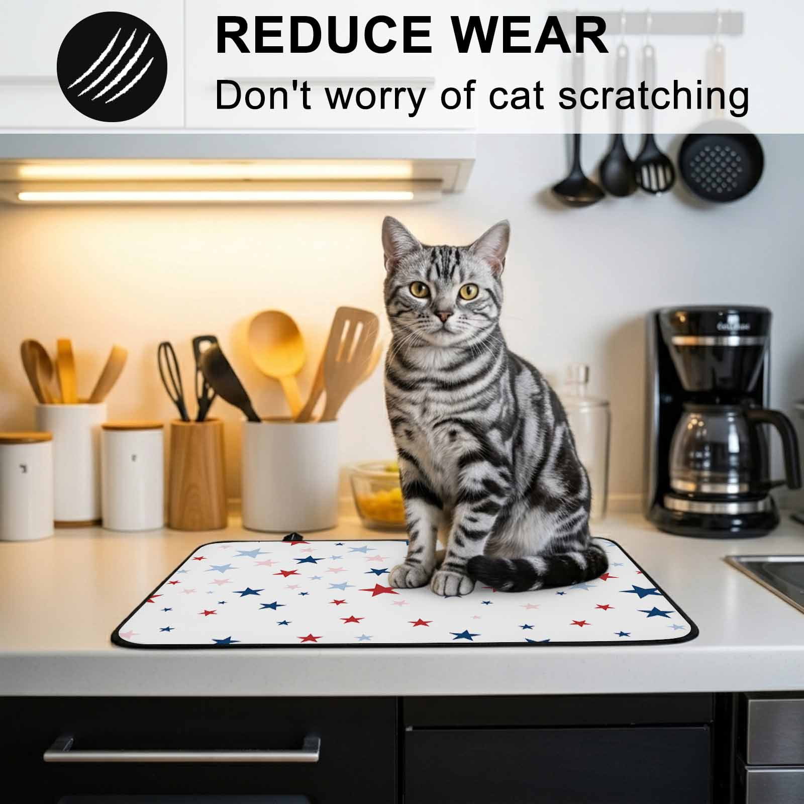 Independence Five-pointed Star Shining Stove Top Cover for Electric Stove, Heat-proof & Non Slip Glass Top Stove Cover Protector, White American Flag Day Kitchen Flat Cooktop Rubber Mat 24x21 Inches