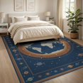thumbnail image 3 of ODIKA 8'x10' Washable Area Rug Non-Shedding, Easy Care, Round Map Planetary Galaxy Circle Continent Circles for King Size Bedroom Under Bed, Master Suite, 3 of 7