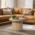 thumbnail image 4 of Queip Extra Small Accent Table, Fluted Fir and MDF Wood Round Side Tables, Mid Century Modern Short End Table for Living Room Couch, Bedroom, Nightstand End Tables for Small Space-C Brown, 4 of 11
