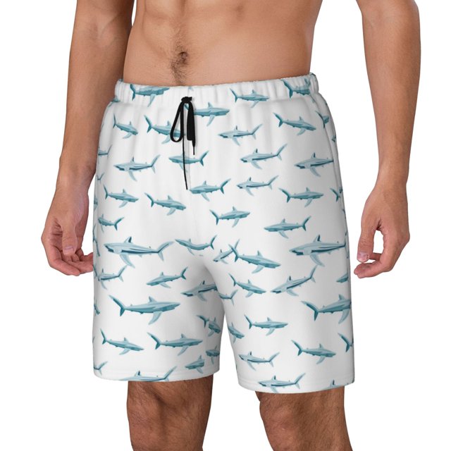 Fotbe Cute Shark Traje de Baño para Hombre – Shorts de Natación de Secado Rápido con Forro y Bolsillos-XX-Large