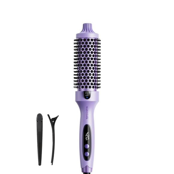 Wavytalk Thermal Brush, 1.5 inch Heated Round Brush for Blowout Look, Negative Ion Technology, Ceramic Tourmaline, 5 Temperature Settings, Dual Volta