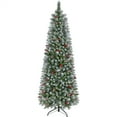 Alden Design 7.5ft Prelit Frosted Artificial Christmas Tree with Stand