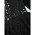thumbnail image 6 of Alvivi Girls Shiny Diamond Hollow Back Figure Ice Skating Dress Long Sleeve Mesh Splice Ballet Dresses Black 6, 6 of 7