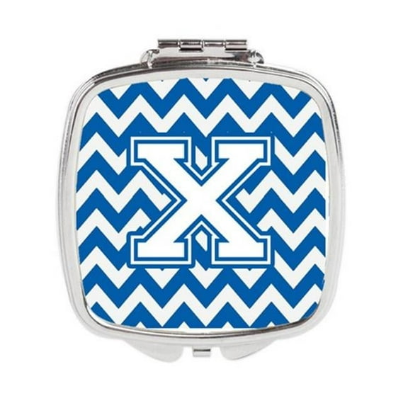 Letter X Chevron Blue & White Compact Mirror - 3 x 0.3 x 2.75 in.