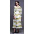 thumbnail image 3 of Bimba Robe Maxi à Volants pour Femmes, Teinture sur Nœuds, Manches Bishop, Col Rond, Taille Smockée - Xxx-Grand, 3 of 5