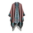 thumbnail image 1 of Boho Mujer Tejido Poncho Falso Falso Cachemira Geométrica Patrón Tassel Oversized Caliente Cuello la Meterk Rosa, 1 of 7