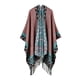 thumbnail image 1 of Boho Mujer Tejido Poncho Falso Falso Cachemira Geométrica Patrón Tassel Eccomum Rosa, 1 of 7