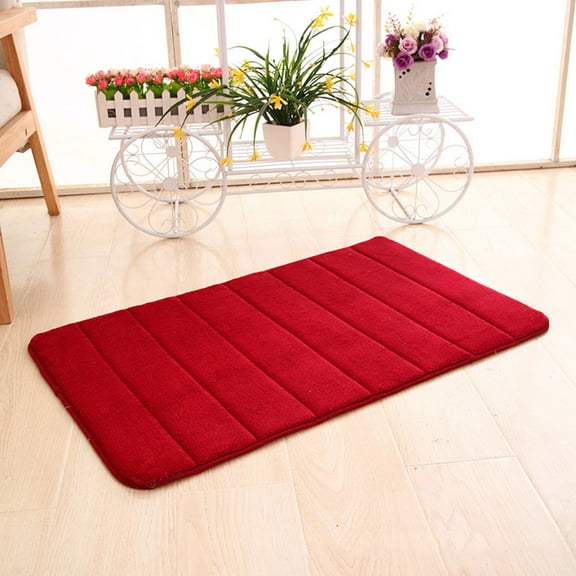 WRITWAA Door Mat Red Memory Foam Absorbent Indoor Floor Mat for Living Room and Bathroom