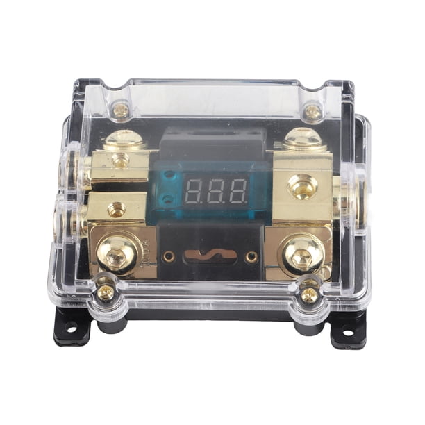 Portafusibles universal para automóvil, 100 A, LED, digital, 1 entrada, 2 salidas, amplificador de audio