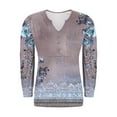 thumbnail image 3 of Maplenight Womens Long Sleeve Tunic Tops Henley V Neck Shirts Business Casual Loose Fit Floral Blouses Fall Fashion Outfits, 3 of 5