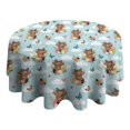 thumbnail image 4 of Blue Highland Cow Flower Butterfly Pattern Round Tablecloth 60"x60",Wrinkle Wipeable Table Cloth for Kitchen Dining Room Picnic Patio Party, 4 of 6
