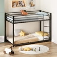 thumbnail image 4 of Zimtown Twin-over-Twin Bunk Bed, Low Profile Junior Bunk Bed Frame, Black, 4 of 10