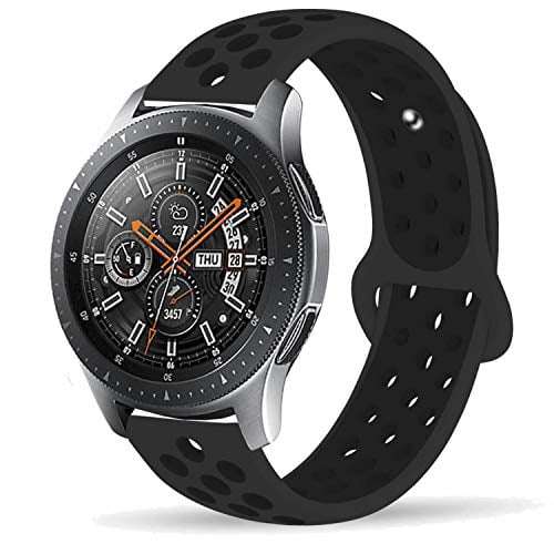 Compatible Samsung Gear S3 Frontier/Samsung Galaxy Watch 46mm Bands,22mm Silicone Breathable Replacement Strap Quick-Release Pin for Gear S3 Frontier Smart (Black-Black) - Walmart.com