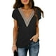 thumbnail image 1 of Blusa de manga corta, cuello en V, manga de pétalo, blusa con ribete de encaje, blusa con manga de pétalo Lograr más, 1 of 5