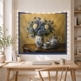 thumbnail image 5 of Blue Porcelain Vase with Roses and Teapot, Serene Vintage Style for Floral Decor Lovers, Still Life Wall Art, Housewarming Gift, Tapestry Wall Hanging for Dining Room and Kitchen, 5 of 7