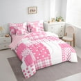 thumbnail image 3 of Manfei Modern Geometric Grid 7-Piece Twin Bedding Sets,Geometric Spot Aesthetic Bedding Comforter Set,Pink White Checkered Sheet Sets For Teens Girl,Luxury Bedroom Decor Reversible, 3 of 8
