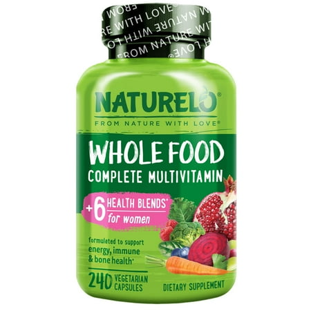 NATURELO Whole Food Multivitamin for Women - with Vitamins, Minerals, & Organic Extracts - Supplement for Energy and Heart Health - Non GMO - 240 Vegan Capsules