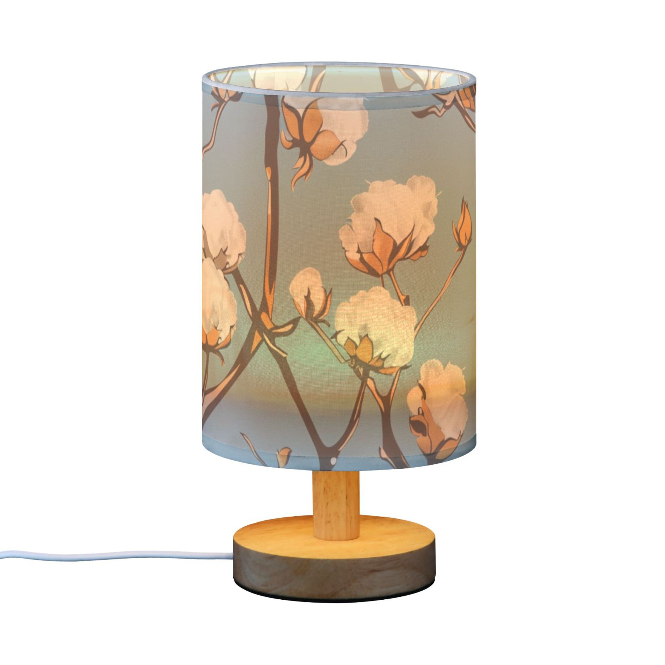 Cotton Tree Oil Painting Table Lamp with USB Port LED Warm Light Lamp Night Light Home Decor