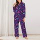 thumbnail image 2 of Balery Bright Purple Butterflies Conjunto de Pijama con Estampado para Mujer, Conjunto de Dos Piezas con Manga Larga, Ropa de Dormir Suave con Bolsillos, Pijamas Cómodos-Medium, 2 of 7