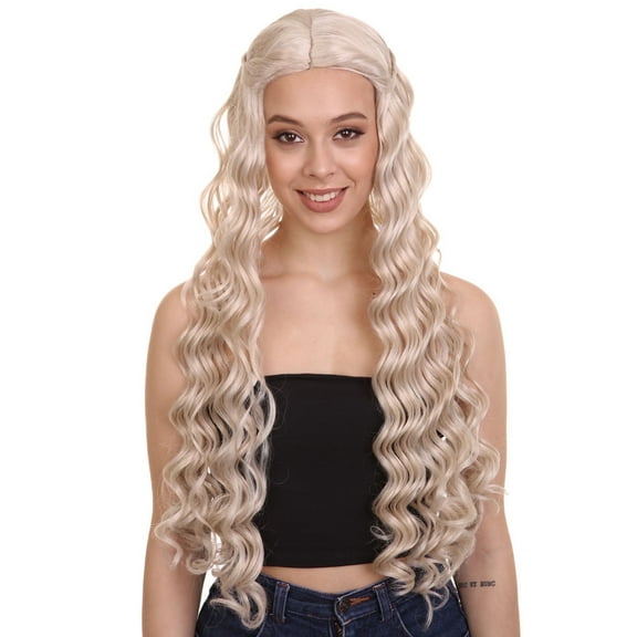HPO Adult Women's Blond Halloween Costume Wig with Breathable Capless Cap