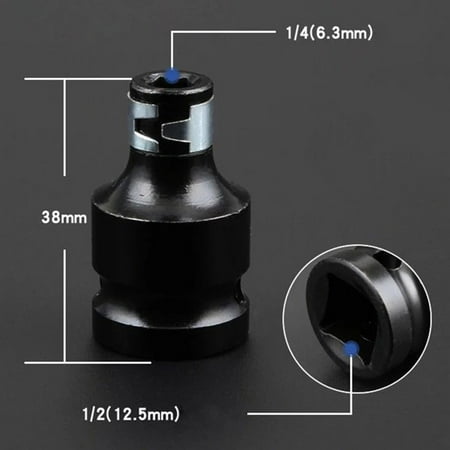 

1/2Inch Square Drive to 1/4 Inch Hex Shank Telescopic Socket Adapter Drill Chuck