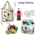 thumbnail image 3 of 5 Pack Foldable Shopping Bag,Beige Halloween Pumpkins Ghosts and Bats Reusable Grocery Bags with Pockets,Large Reusable Tote Bags with Handles Waterproof & Lightweight, 3 of 6