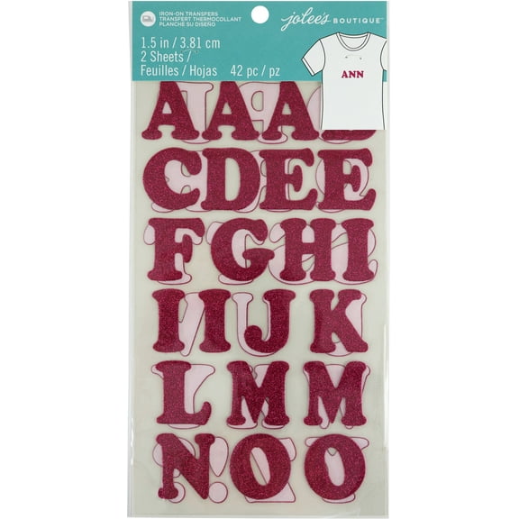 Jolee's Iron-On Letters 1.5"-Pink Glitter