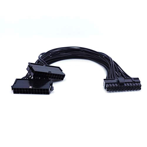 HRTGFD-SATA Cables, Dual PSU Power Supply 24-Pin Adapter Cable for ATX Motherboard 18AWG - 1FT