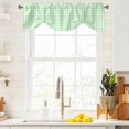 thumbnail image 3 of Green Grid Tie Up Valance Curtains for Windows, Kitchen Curtains Window Treatments, Checkered Plaid Gingham Lattice Trellis Print Short Window Shades Valances for Bedroom Bathroom Cafe 42"x18", 3 of 8