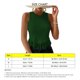 thumbnail image 3 of Mujeres Top sin mangas cuello redondo blusa frente borla empalme corto Top blusa de color puro, 3 of 5